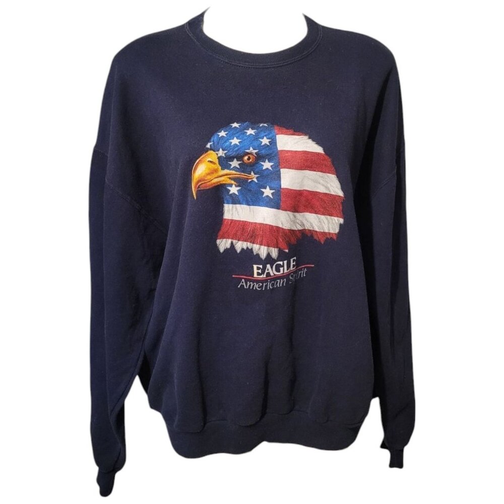 Vintage Jerzees Sweatshirt American Spirit Eagle Flag Patriotic Size XL July 4th